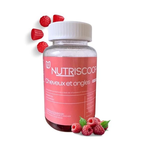 NUTRISCOOP Gummies Cheveux et Ongles – Biotine, Zinc, Vitamines – Croissance, Force, Brillance – Complément Alimentaire Beaut