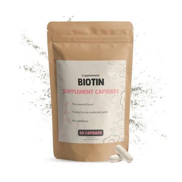 Cupplement Biotin 60 Capsules 10000mcg per Capsule – Cheveux – Superfood – Supplément – Croissance des cheveux – Sans poudre,