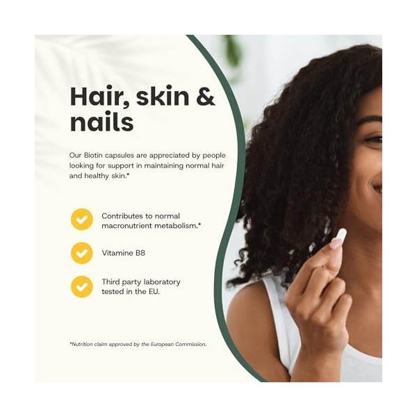 Cupplement Biotin 60 Capsules 10000mcg per Capsule – Cheveux – Superfood – Supplément – Croissance des cheveux – Sans poudre,