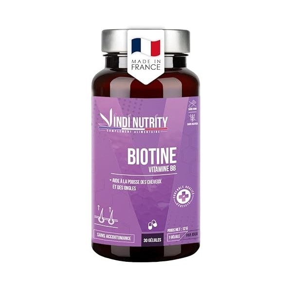 Biotine, Zinc & Sélénium, Vitalité des Cheveux, Ongles & Peau | 30 Gélules, VINDI NUTRITY, Fabriqué en France