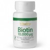 Biotin Hautement Dosé 10 mg / 10000 mcg Gélules Vitamine B7 pour Cheveux, Ongles et Peau Vegan 90 Pièces Complément Alimentai