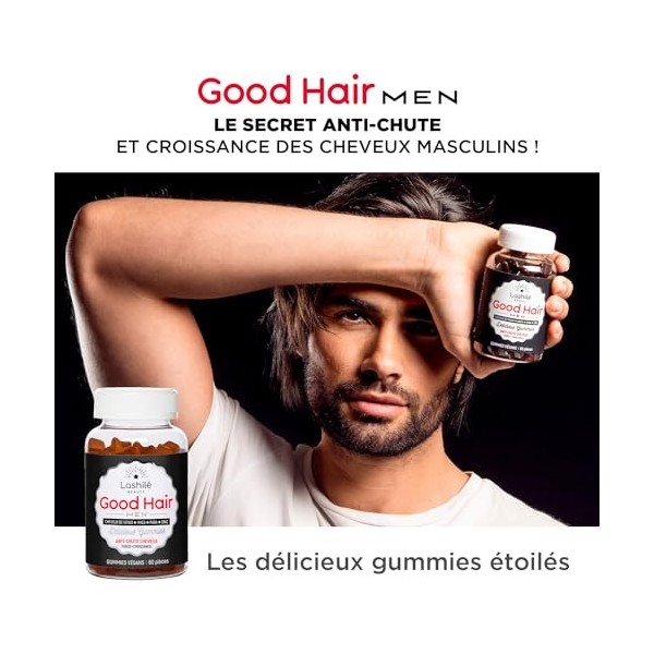Lashilé Beauty - Complément Alimentaire - Anti-Chute Cheveux & Renforcement Capillaire - Croissance & Densité Good Hair Men -...