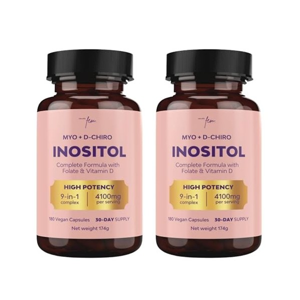 Myo-Inositol et D-Chiro Inositol SOPK 4100MG Gélules Véganes – Fonction Métabolique, Équilibre Hormonal et Bien-Être Psycholo...
