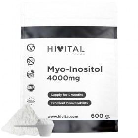 Myo Inositol 4000 mg. Paquet de 600 g. pour 5 mois de traitement. Régulateur hormonal 100% Végétalien. Myo-Inositol pour aide
