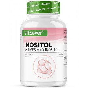 Myo-inositol 1500 mg par jour – 240 gélules véganes à haut dosage – Inositol pur, composant important du métabolisme cellulai
