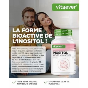 Myo-inositol 1500 mg par jour – 240 gélules véganes à haut dosage – Inositol pur, composant important du métabolisme cellulai