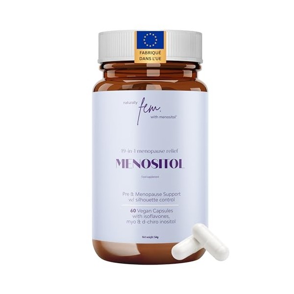 Inositol FEM Menositol 19 en 1-2 flacons – Complément alimentaire complet pour la ménopause avec myo-inositol, D-chiro et iso...