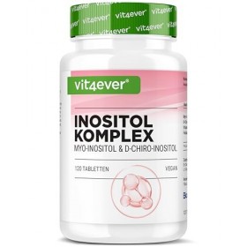 vit4ever Comprimés Inositol 120 Pièces - Myo & D-Chiro dans un ratio optimal - Avec 400 µg d’Acide Folique & 1,4 mg de Vitami