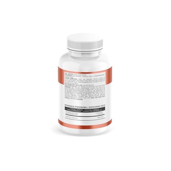 Inositol 750 mg – 100 Gélules Végétales | Myo-Inositol Vitamine B8 – Soutien du Système Nerveux, Humeur, Mémoire | INSPORT