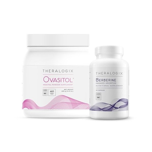 Theralogix Ovasitol Inositol Lot de 2 boîtes dabsorption améliorée à la berbérine, 400,3 g et 90 pièces