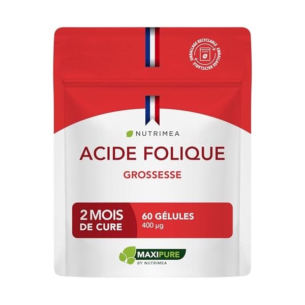 ACIDE FOLIQUE – Vitamine B9 – Assimilation Supérieure – Complément Pour Femme Enceinte – Réduit la Fatigue – 60 Gélules Vegan