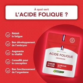ACIDE FOLIQUE – Vitamine B9 – Assimilation Supérieure – Complément Pour Femme Enceinte – Réduit la Fatigue – 60 Gélules Vegan