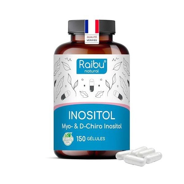 Inositol, Myo Inositol & D-Chiro, 150 Gélules - SOPK & Équilibre Féminin, Avec Vitamine B6, Acide Folique et Chrome - Naturel