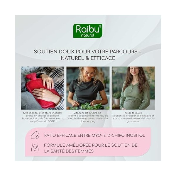 Inositol, Myo Inositol & D-Chiro, 150 Gélules - SOPK & Équilibre Féminin, Avec Vitamine B6, Acide Folique et Chrome - Naturel