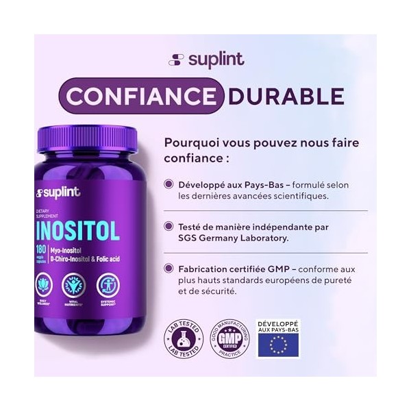 Complexe Inositol Gélules avec Acide Folique – 2200 mg Myo- & D-Chiro-Inositol – SOPK & Soutien du Cycle, Équilibre Hormona V...