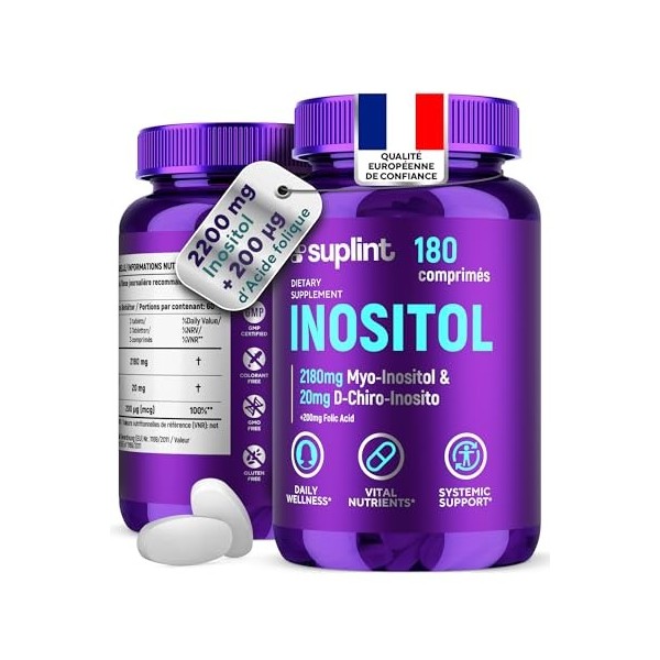 Complexe Inositol Gélules avec Acide Folique – 2200 mg Myo- & D-Chiro-Inositol – SOPK & Soutien du Cycle, Équilibre Hormona V...