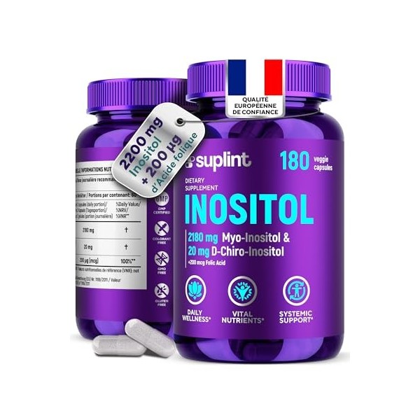 Complexe Inositol Gélules avec Acide Folique – 2200 mg Myo- & D-Chiro-Inositol – SOPK & Soutien du Cycle, Équilibre Hormona V...