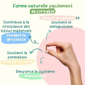 Acide Folique - Folates Bio Vitamine B9 - Végétal & biologique - 60 Gélules Vegan 2 mois - Grossesse, Fatigue, Immunité, 