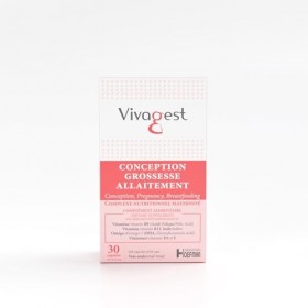 Vivagest – Complément Triple Action Fertilité, préconception, grossesse, allaitement - Omégas-3, DHA, Vit. B9+B12, Iode, Vit.