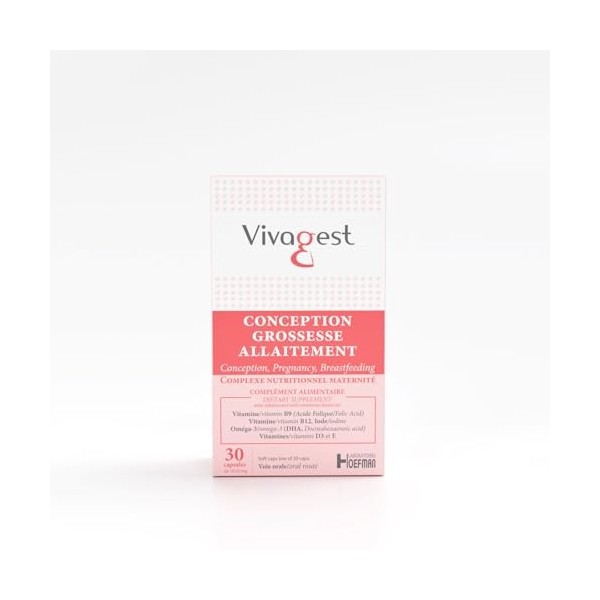 Vivagest – Complément Triple Action Fertilité, préconception, grossesse, allaitement - Omégas-3, DHA, Vit. B9+B12, Iode, Vit.