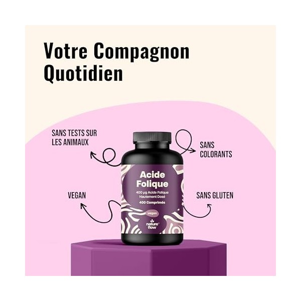 Acide Folique Hautement Dosé - 400 Comprimés - Vitamine Grossesse - Vitamine B9 Acide Folique - Vegan & Produit en Allemagne 
