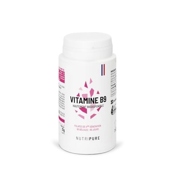 Nutripure | Vitamine B9 Quatrefolic® 400µg | Acide Folique Bioactif 5-MTHF | Grossesse & Conception | Réduction Fatigue & Imm