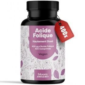Acide Folique Hautement Dosé - 400 Comprimés - Vitamine Grossesse - Vitamine B9 Acide Folique - Vegan & Produit en Allemagne