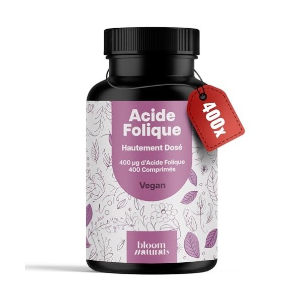 Acide Folique Hautement Dosé - 400 Comprimés - Vitamine Grossesse - Vitamine B9 Acide Folique - Vegan & Produit en Allemagne