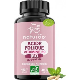 Acide Folique - Folates Bio Vitamine B9 - Végétal & biologique - 120 Gélules Vegan 4 mois - Grossesse, Fatigue, Immunité,