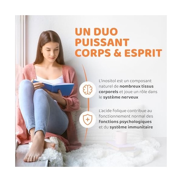 Inositol + acide folique – 4,8 g de myo-inositol et 800 µg dacide folique par jour 200 g de poudre végétalienne – sans add