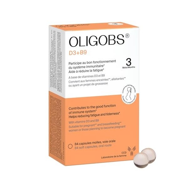 Oligobs D3 B9 - Vitamines D3, Acide Folique - Soutien du Système Immunitaire - Réduction de la Fatigue - Accompagnement du Dé