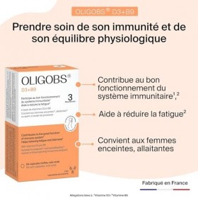 Oligobs D3 B9 - Vitamines D3, Acide Folique - Soutien du Système Immunitaire - Réduction de la Fatigue - Accompagnement du Dé