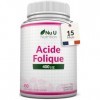 Acide Folique 400 µg – 450 Micro Comprimés Végétaliens – Cure de 15 Mois – Vitamine B9 Folate pour Femmes Enceintes – Supplém