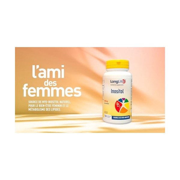 LongLife® Inositol | Source de myo-inositol | 500 mg dinositol issu du maïs | Dosage optimal | Bien-être féminin et métaboli