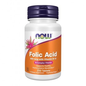 NOW Foods Acide folique 800 mcg Tabs lot de 2 