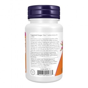 NOW Foods Acide folique 800 mcg Tabs lot de 2 
