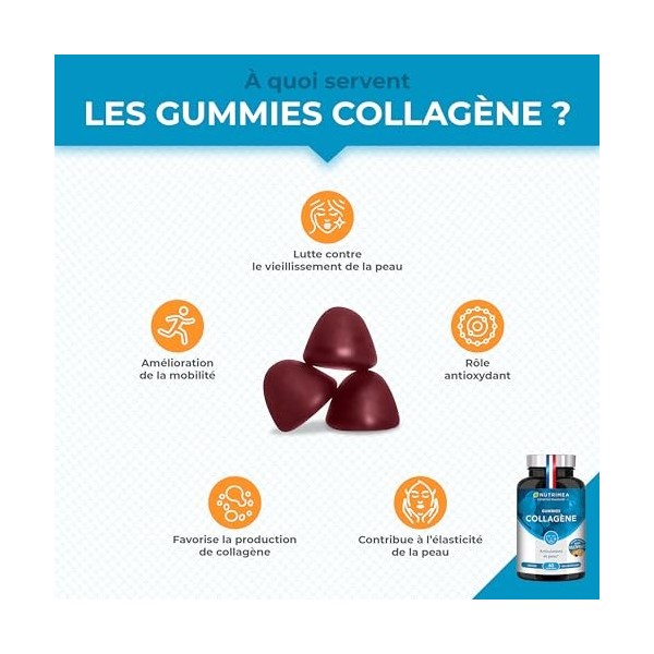 GUMMIES COLLAGENE - VERISOL® - Peptides de Collagène Hydrolysés de Type I - Riche en vitamine C - Hydratation de la Peau - Pr...