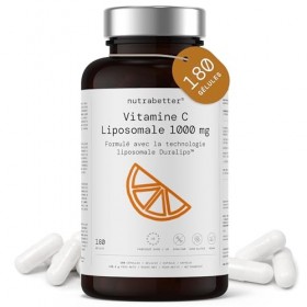 Vitamine C Liposomale 1000mg | 180 Gélules Végétales | Forme Liposomale à Haute Absorption | Contribue au Fonctionnement Norm