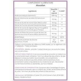 GlucoZen – Complément Alimentaire au Chrome, Vitamine C & Acide Folique – Extraits de Cannelle & Mûrier Blanc.