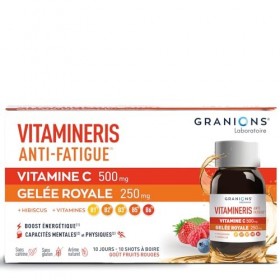 GRANIONS | Vitamineris Shot Anti Fatigue - Vitamine C + Gelee Royale + Hibiscus - Vitamine C Anti Fatigue Puissant - 6 Vitami