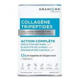 GRANIONS COLLAGENE MARIN TRIPEPTIDES 2,5g - Collagene Marin Tripeptides Anti Rides -36% + Élasticité Peau +16% - Vitamine Vit...