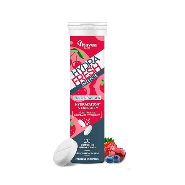 HydraFresh - Pastilles hydratation Effervescentes - Magnésium, Électrolytes, Calcium, Vitamines C et B - Complément alimentai...