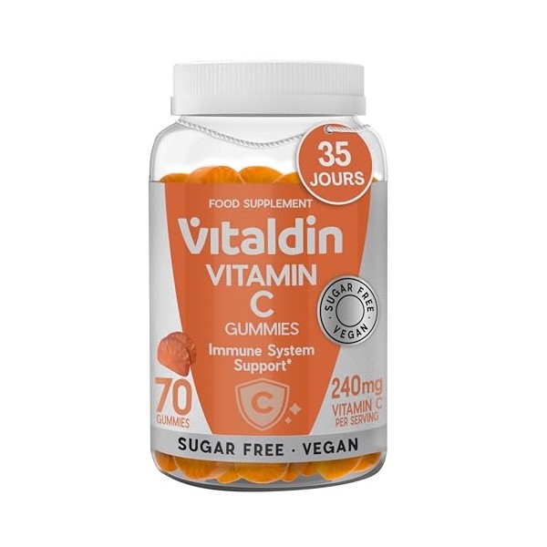 VITALDIN Gummies Vitamine C – 240 mg par dose – Enfants et adultes – Renforce l’immunité et réduit la fatigue – Véganes, sans