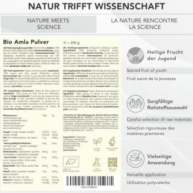 BIONUTRA® Poudre d’Amla Bio – 250 g Amalaki groseille indienne , contrôlée pour les résidus, végane, sans additifs, cru, cer