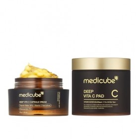medicube Routine Éclat Vitamine C: Vita C Intense Pads 70 Pads & Crème Capsules Vitamine C intense- 55ml | Fermeté & Rebond