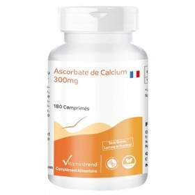 Ascorbate de Calcium 180 comprimés ! POUR 6 MOIS ! Vitamine C 300mg tamponnée – Végan Flacon avantageux | Vitamintrend®