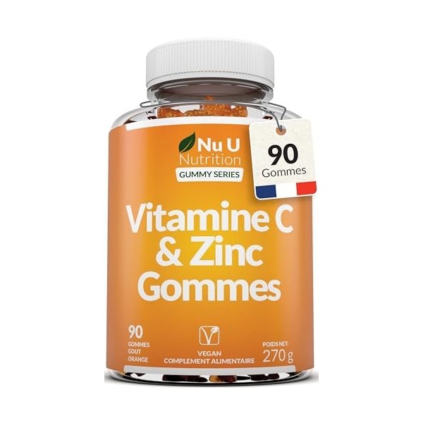 Vitamine C Gummies avec Zinc - 90 Gommes Véganes - 120mg de Vitamine C & 12mg de Zinc par portion – Complément alimentaire -