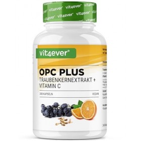 Extrait de pépins de raisin OPC + vitamine C naturelle - 240 gélules pour 8 mois - Teneur en OPC la plus élevée selon HPLC - ...