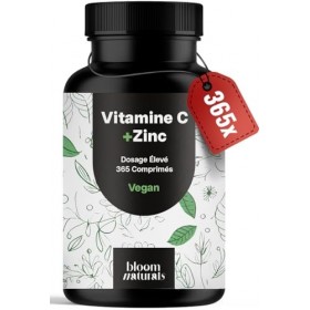 Vitamine C et Zinc – 365 comprimés – Dosage élevé – Vegan – Fabriqué en Allemagne – Vitamine C 500mg + Zinc 15mg - Testé en l