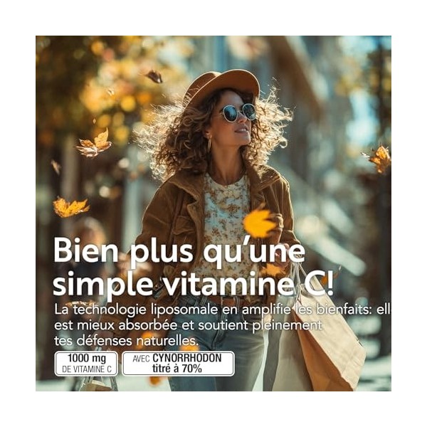 Vitamine C Liposomale 1000mg avec Rose Musquée 70% PiùLife – Haute absorption et tolérance – Soutien quotidien pour défenses 